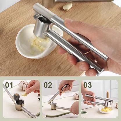 Garlic Press, 304 Stainless Steel Garlic Mincer & Crusher, Heavy Duty, Easy Squeeze, Rust Proof, Easy Clean
